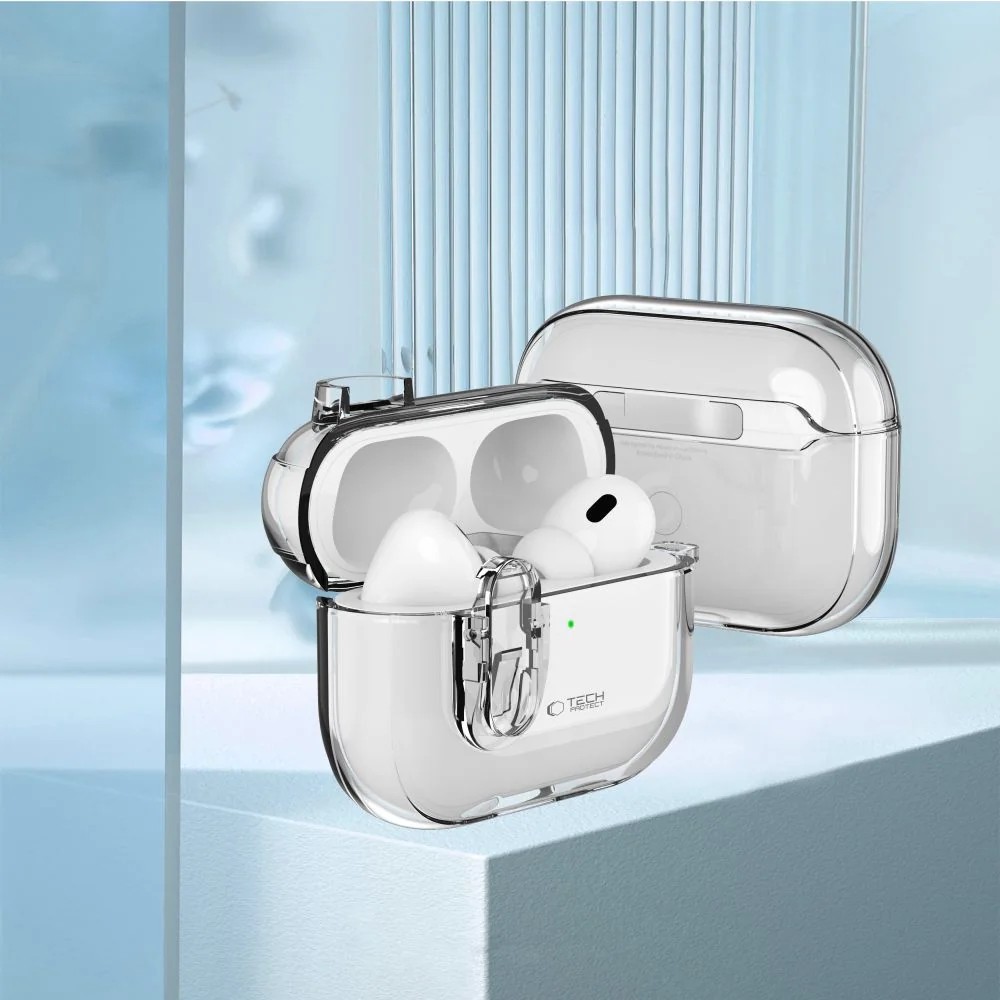 Tech-Protect Slim Hook puzdro na Apple AirPods Pro 1 / 2, priesvitné