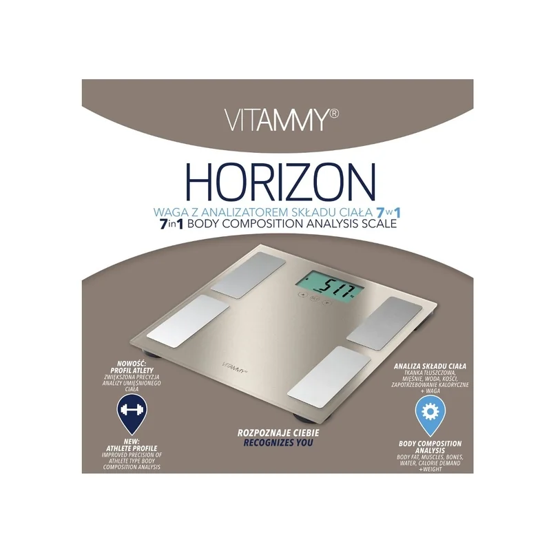 VITAMMY HORIZON Kúpeľňová váha aj pre športovcov s funkciou SENSE ON, zlatá perleť 1×1 ks
