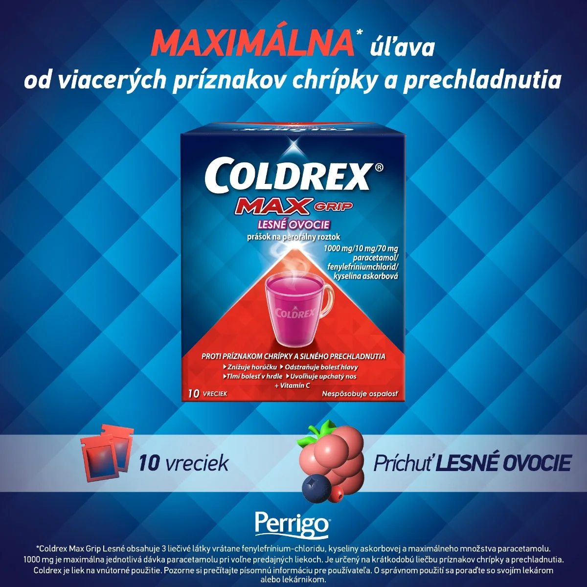 COLDREX MaxGrip Lesné ovocie 10ks 1x10 ks, liek vo forme prášku