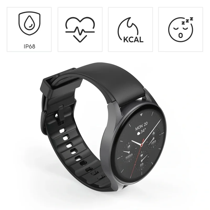 Hama 8900 smart hodinky GPS, AMOLED 1,43", funkcia telefonovania, Alexa, čierne