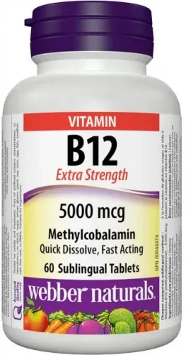 WEBBER NATURALS Vitamín B12 5000 mcg Methylcobalín 1×60 tbl, výživový doplnok