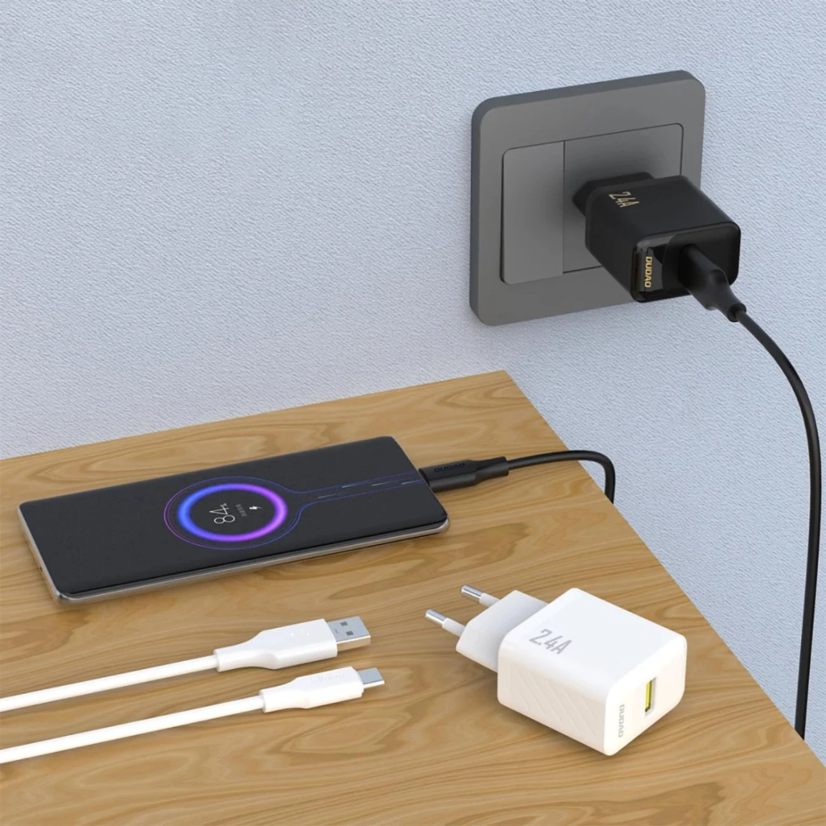 Dudao A23 sieťová nabíjačka USB 2.4A, biela