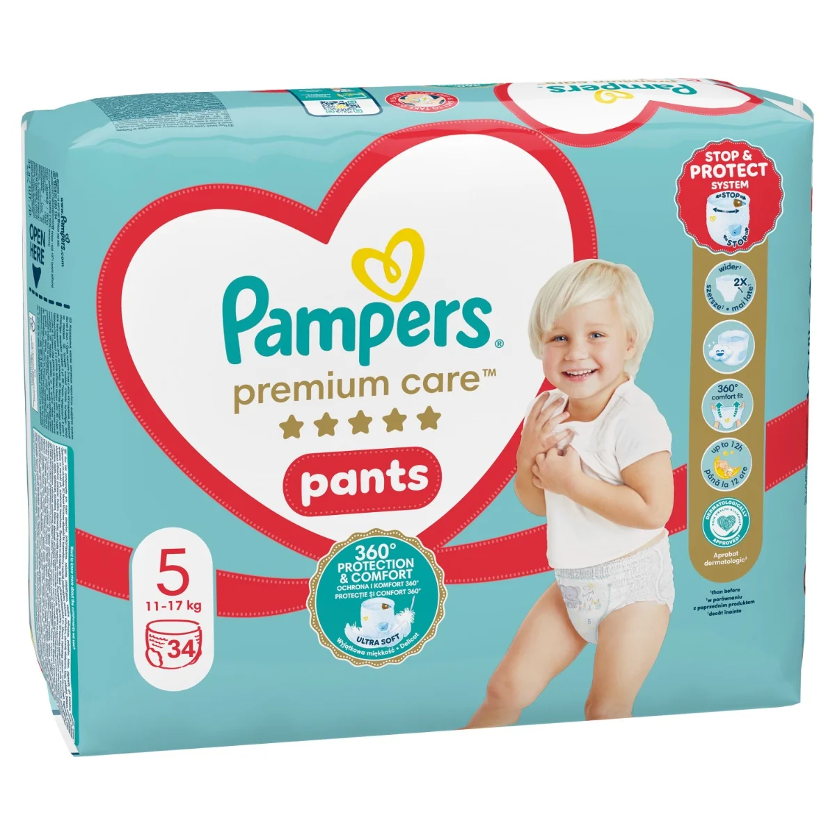 Pampers premium care Pants S5 34ks (11-17kg) 1×34 ks, plienky