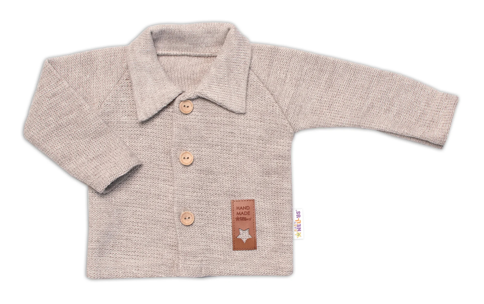 Pletený svetrík s gombíkmi Boy, Baby Nellys, béžový, veľ. 74
