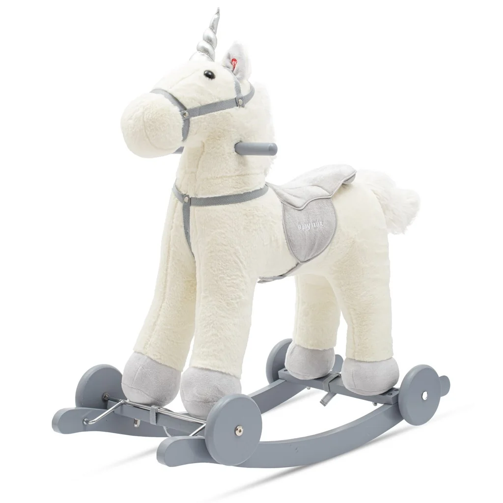 Hojdacia hračka s melódiou a kolieskami Unicorn Baby Mix biela ,
