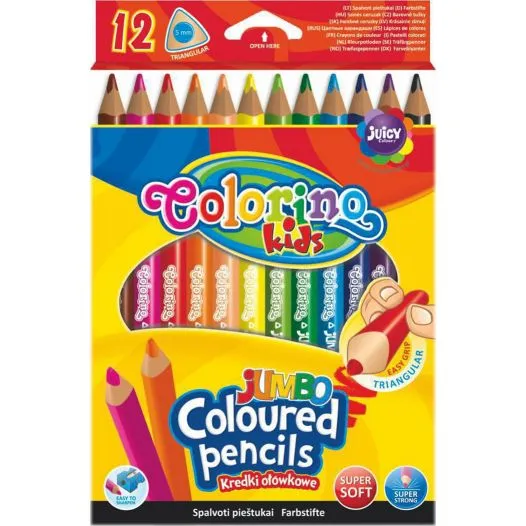 JUMBO farebné ceruzky trojhranné 1×12 ks, farebné trojhranné ceruzky