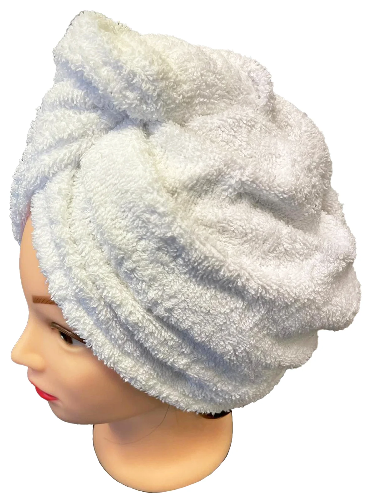 Rýchloschnúci froté turban na vlasy, biely