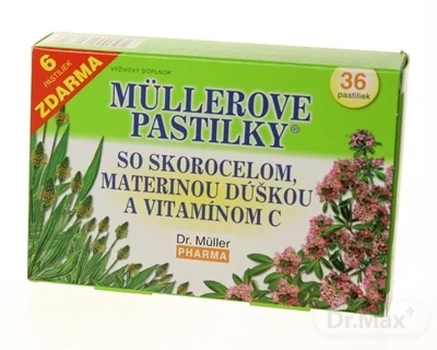 MÜLLEROVE PASTILKY SO SKOR. MAT. DÚŠKOU A VIT. C 1×36 ks, pastilky na kašeľ