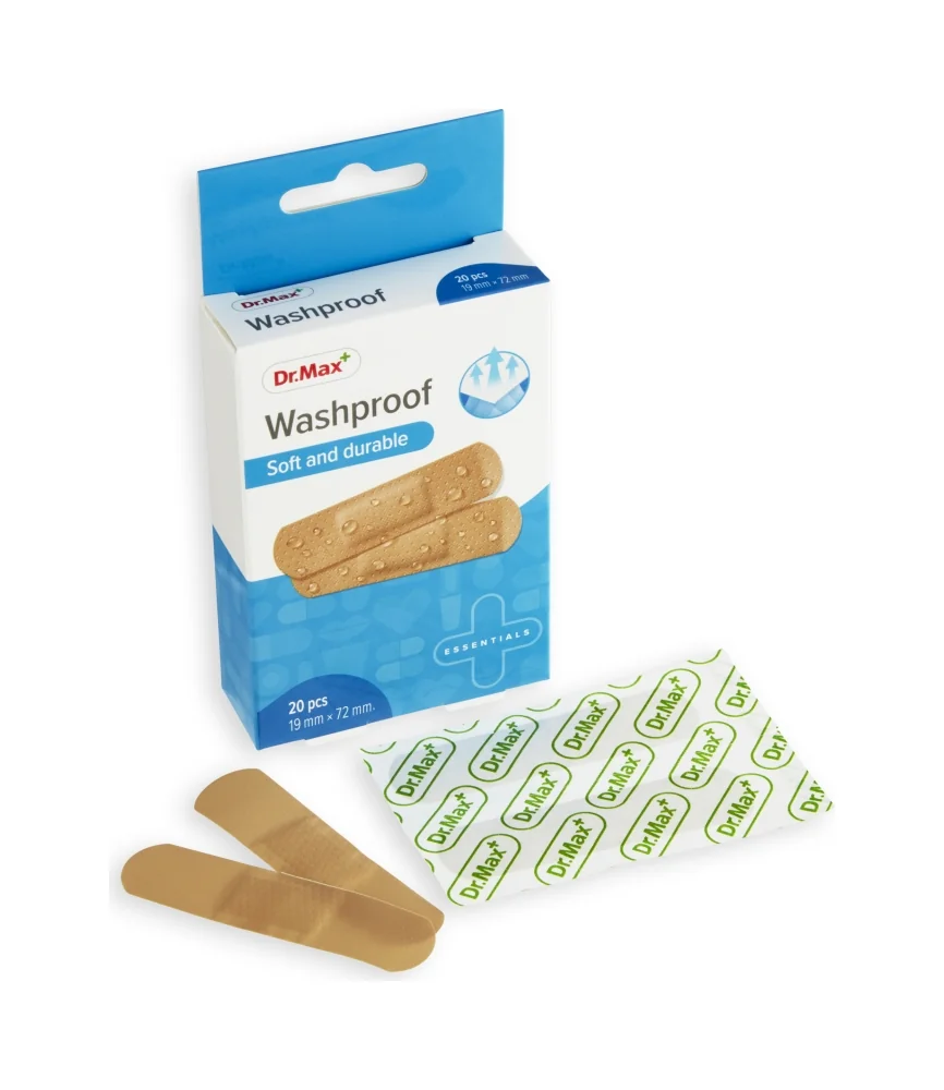 Dr. Max Náplasť Washproof 1×20 ks, umývateľné náplasti, 19 x 72 mm