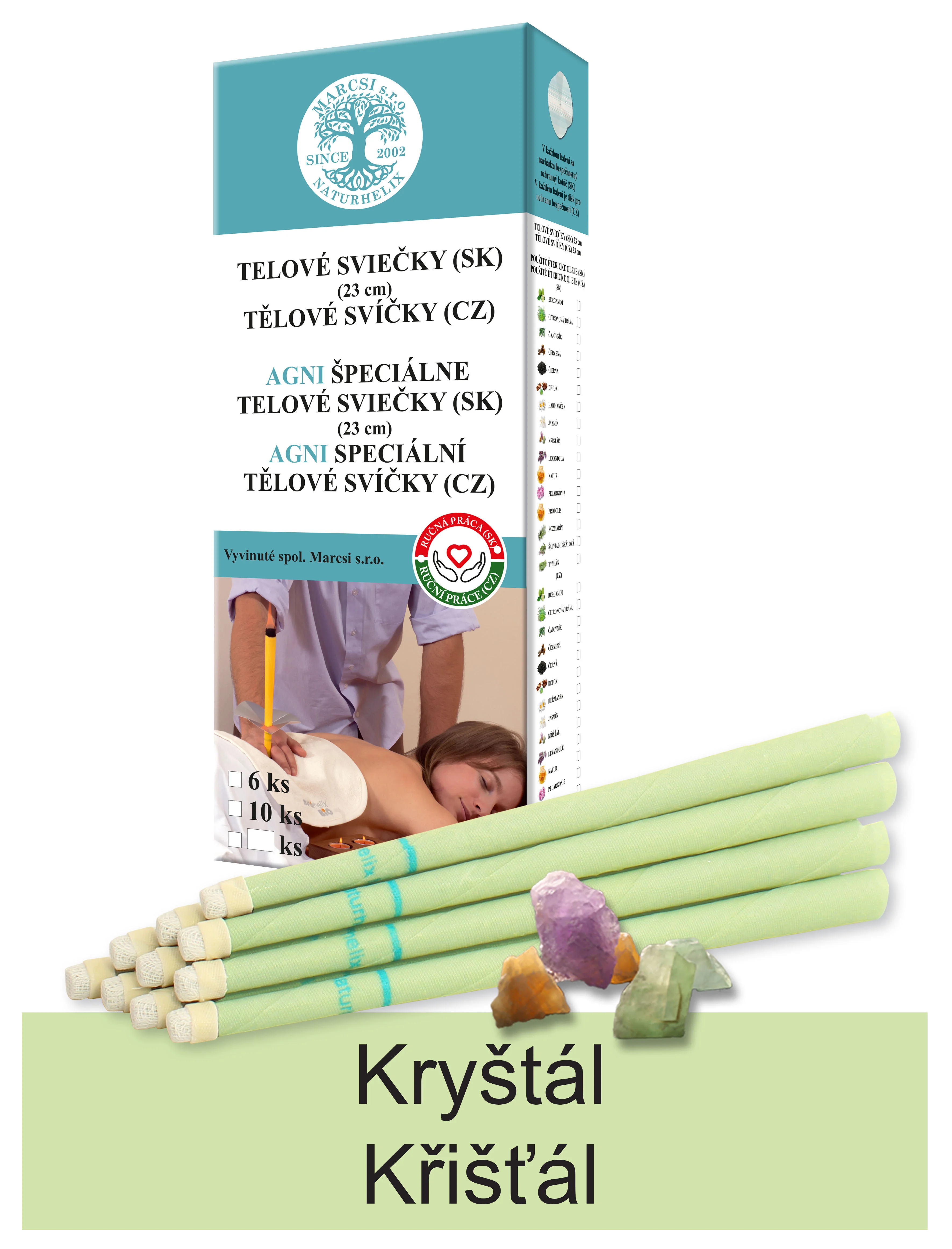 Telové sviečky KRYŠTÁĽ (set6)