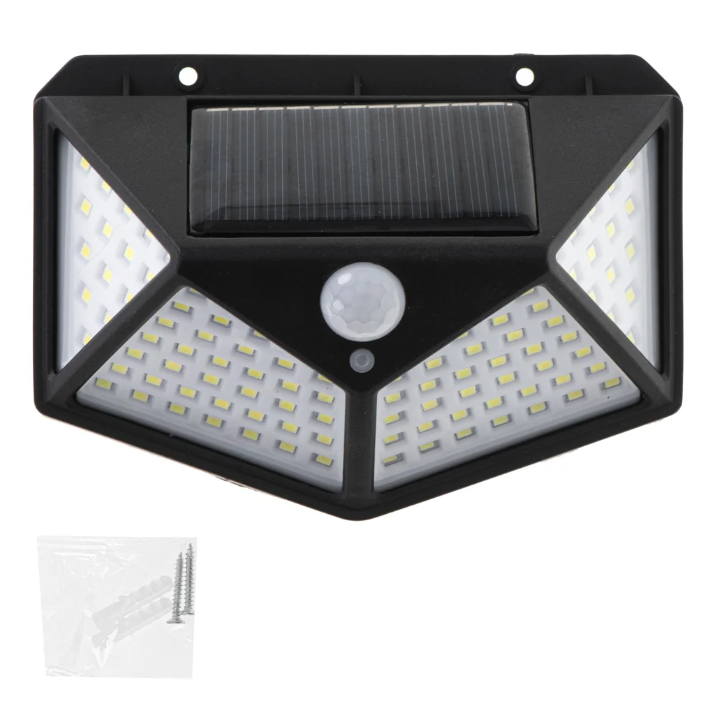 Solárna LED lampa 100 LED – pohybový a súmrakový senzor, nástenné exteriérové osvetlenie