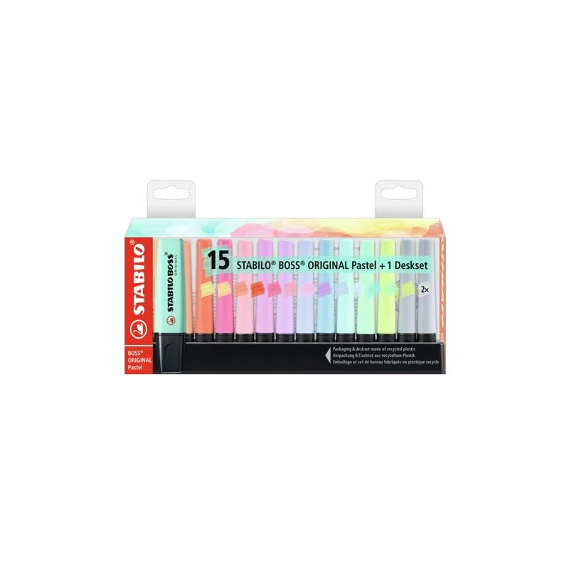Zvýrazňovač BOSS ORIGINAL Pastel, deskset 15 ks, pastelové farby