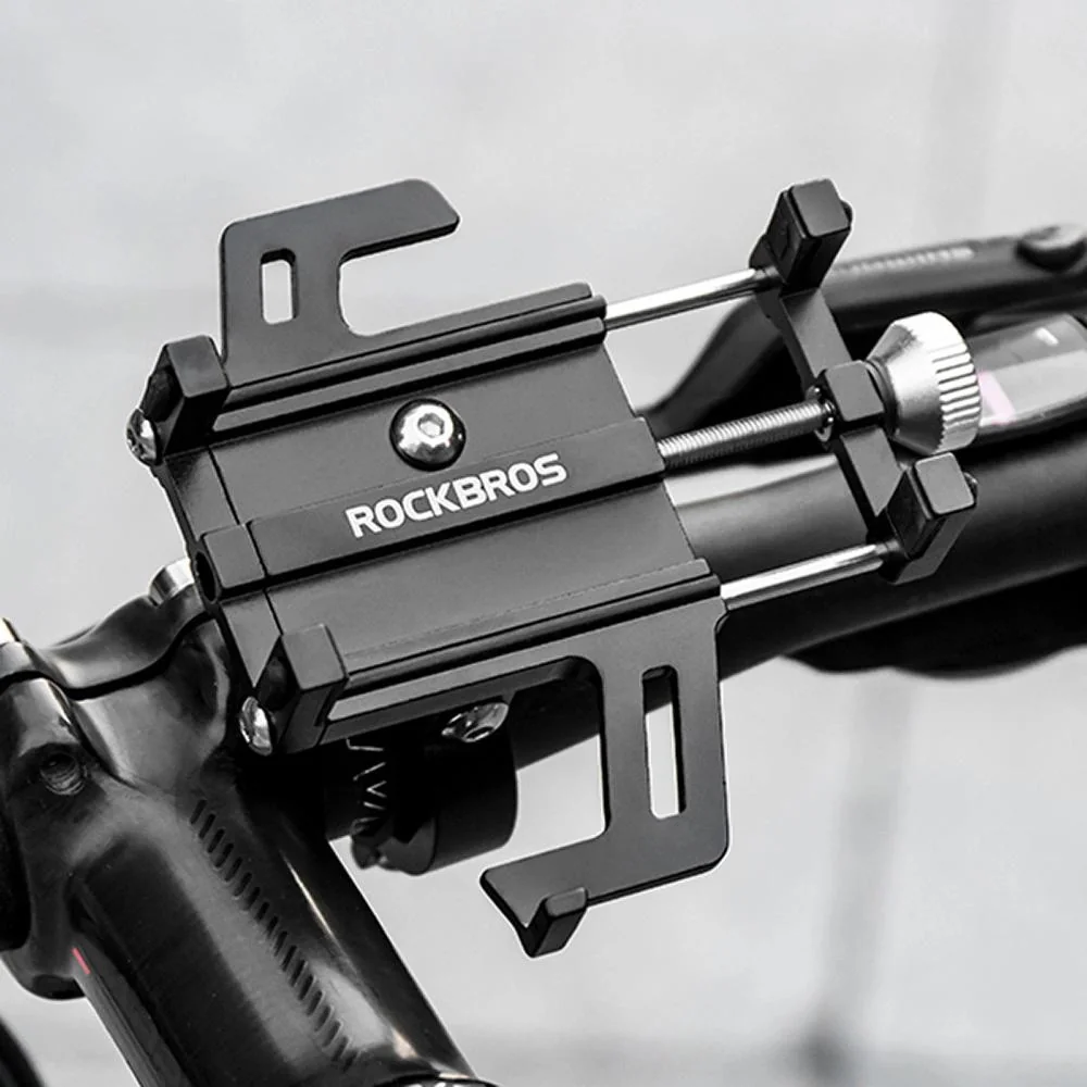 Rockbros Aluminum držiak na mobil na bicykel, čierny