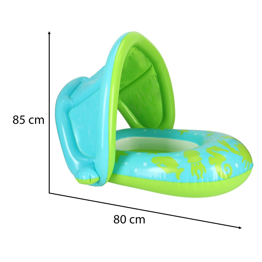 Detské nafukovacie koliesko so sedením a strieškou 1–2 roky (do 18 kg) – zelené
