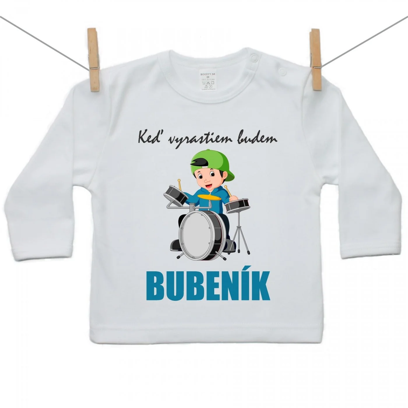 Boodyy Tričko s dlhým rukávom Keď vyrastiem budem bubeník Veľkosť: 116