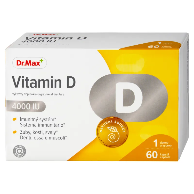 DR.MAX VITAMIN D 4000 IU 1×60 cps, výživový doplnok s obsahom vitamínu D