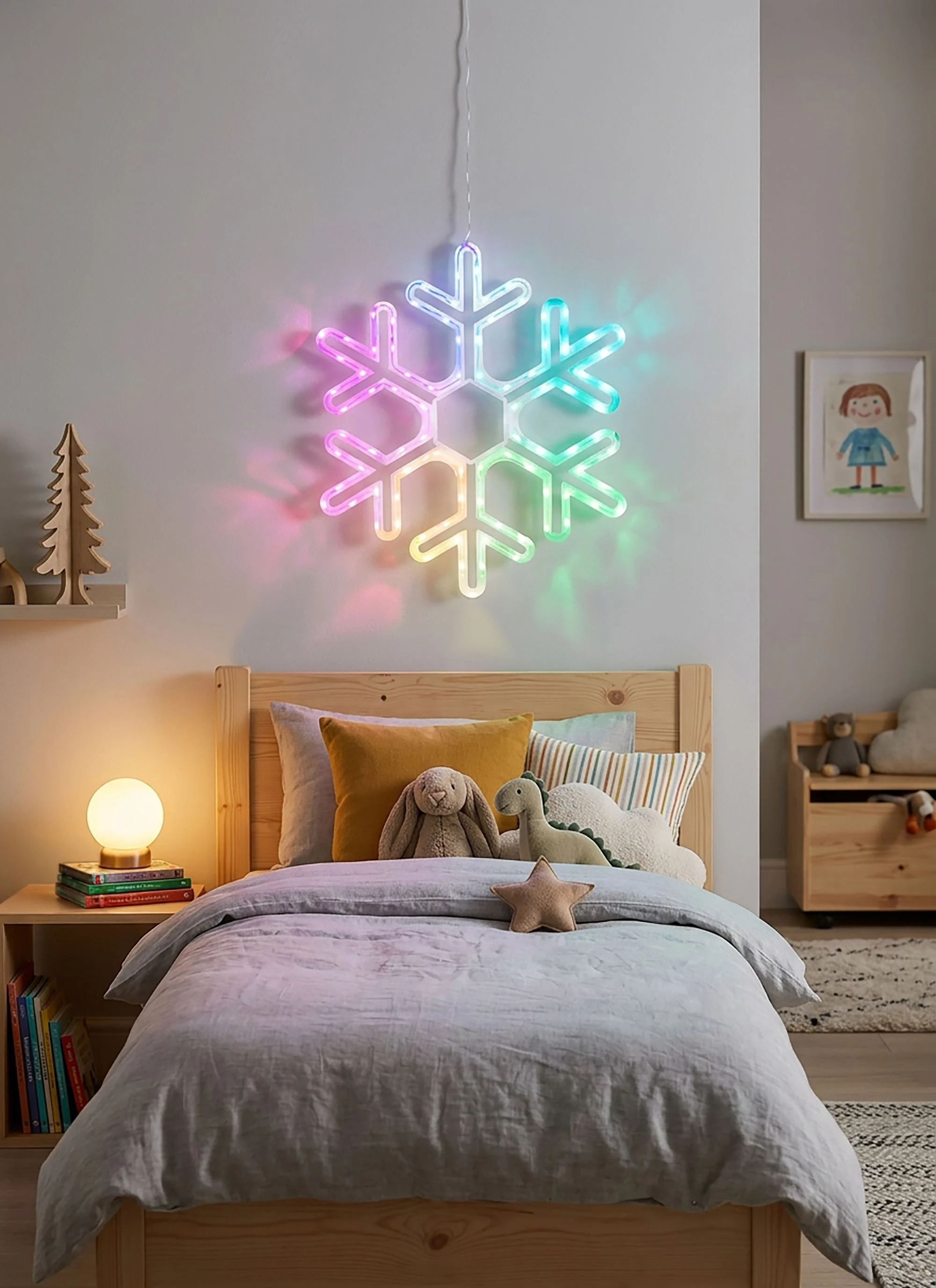 MagicHome vianočná LED vločka, 1 ks 90 LED RGB, 50x0,6x43 cm