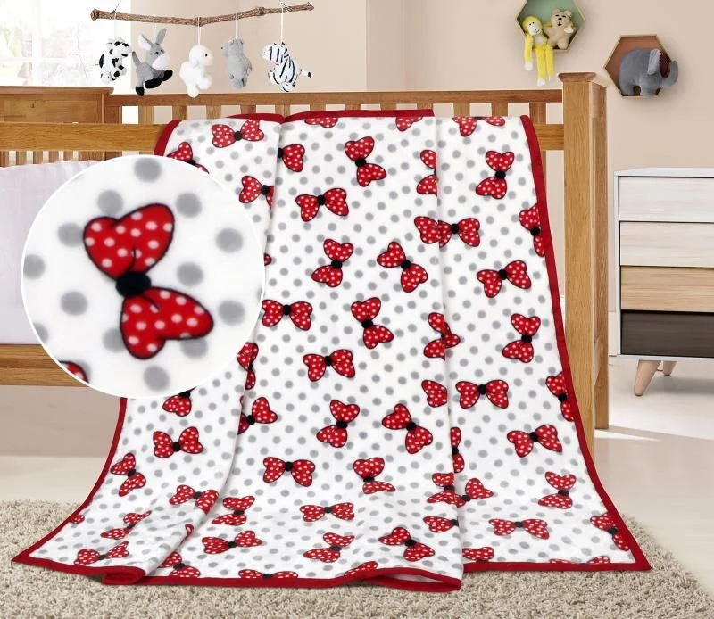 Detská deka ELLA 1003/155 N 100x150cm červené mašle 1×1 ks, deka pre deti
