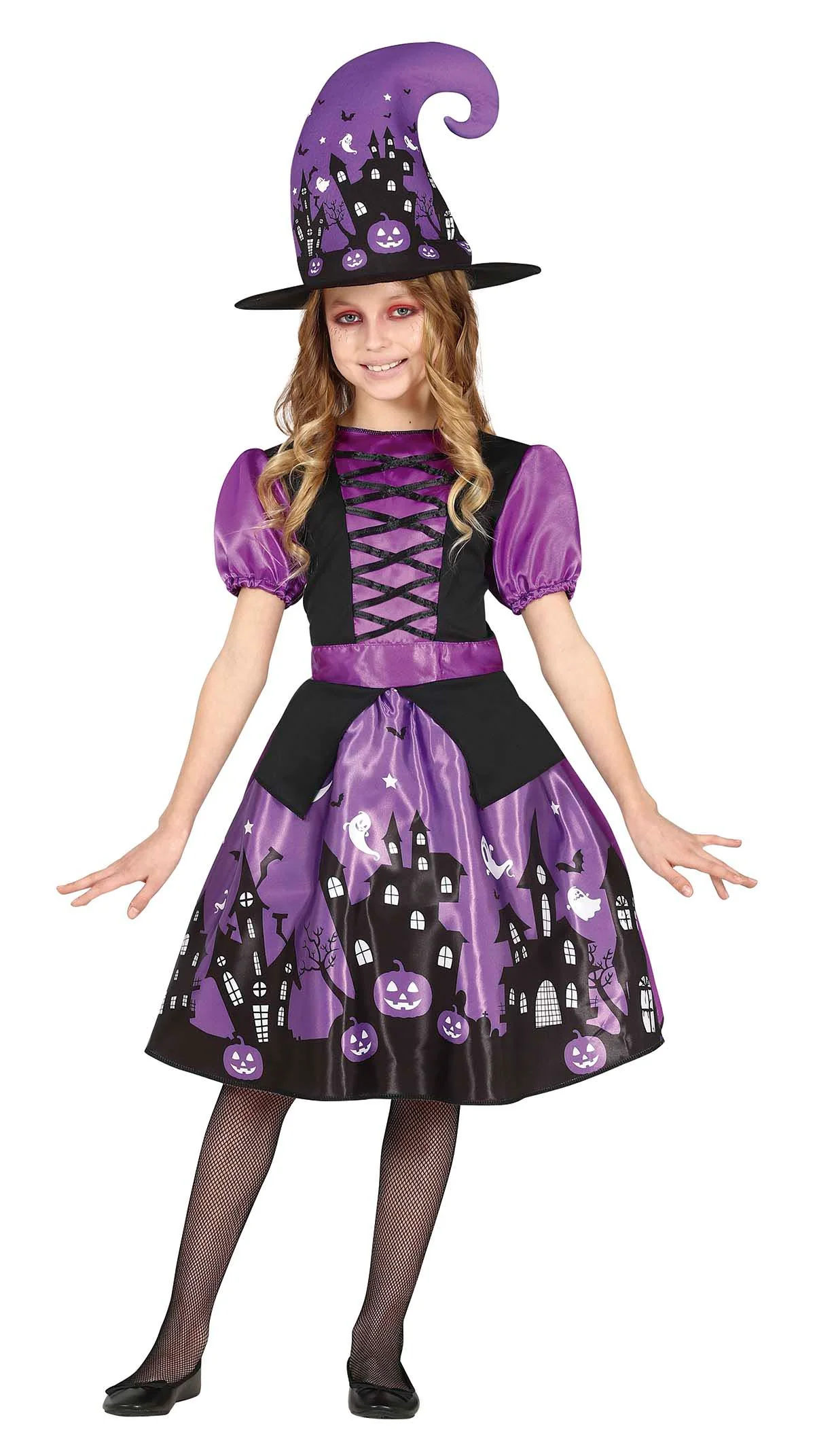 Kostým Fialová čarodejnica Halloween 7-9 rokov