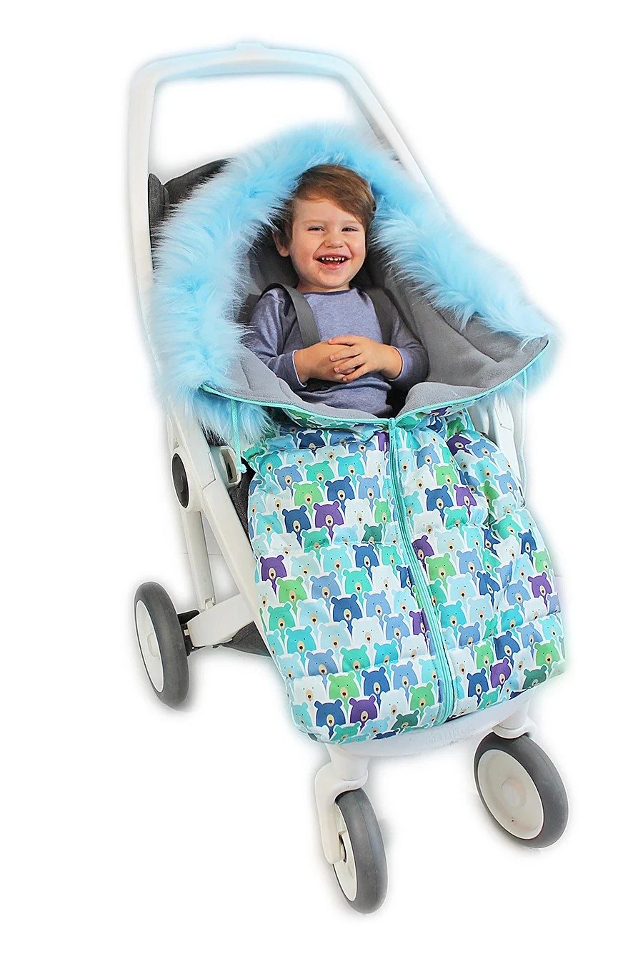 Fusak nielen do autosedačky Baby Nellys ® Eskymo s kožušinkou, medvede v mäte