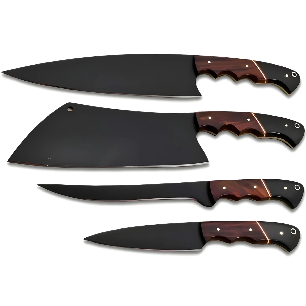 Sada kuchynských nožov 4ks, čierna/hnedá 1 x 4ks, oceľ