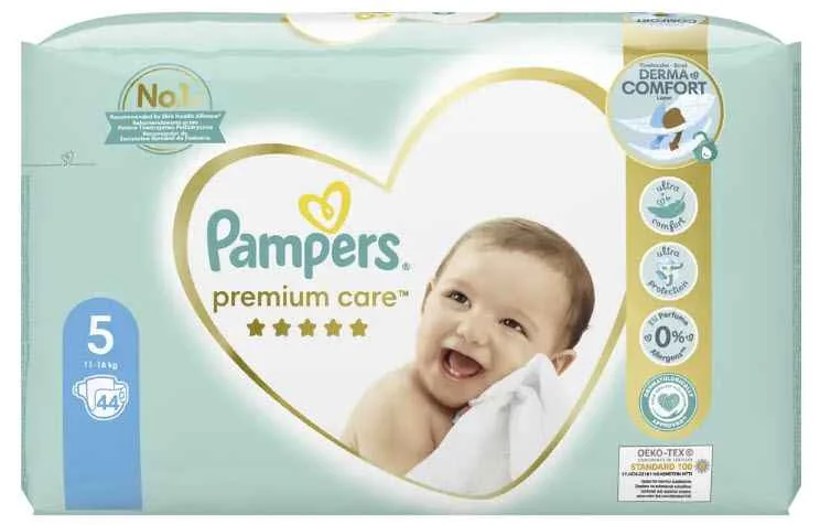 PAMPERS PREMIUM CARE 5 Junior 1x44 ks, detské plienky (11-18 kg)