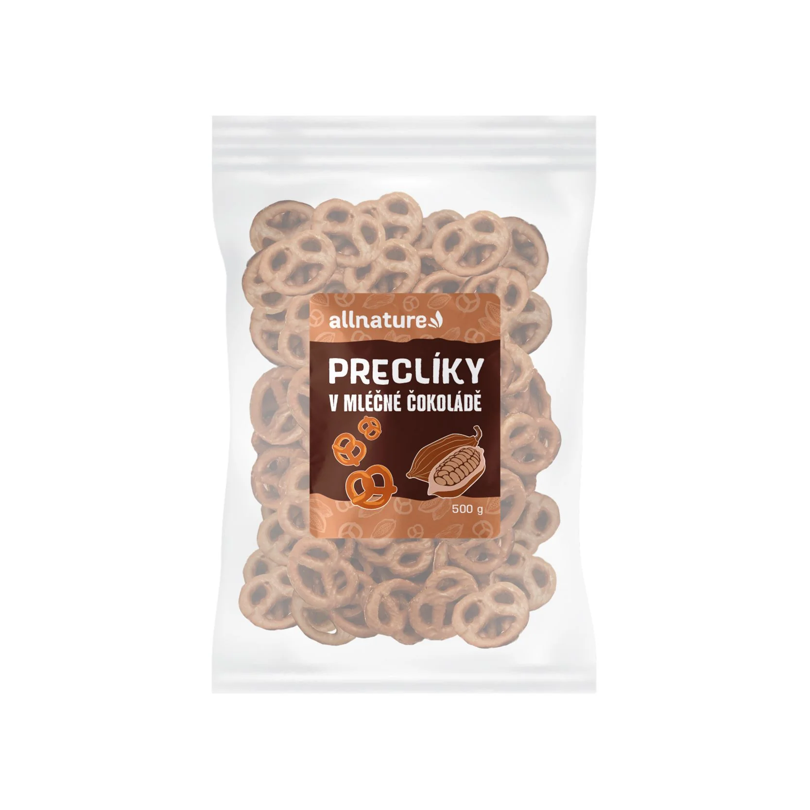Allnature Praclíky V mliečnej Čokoláde 500g 1×500 g, praclíky v mliečnej čokoláde