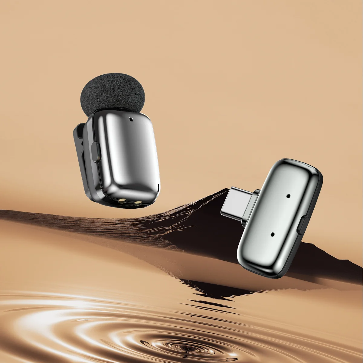 Blavec MK03 bezdrôtový lavalier mikrofón USB-C 2ks, strieborný