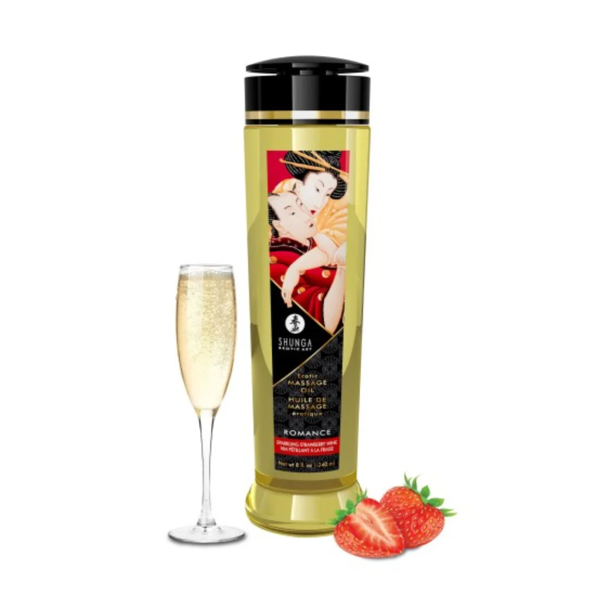 Erotic Massage Oil Romance, jahoda-šampanské, 240 ml