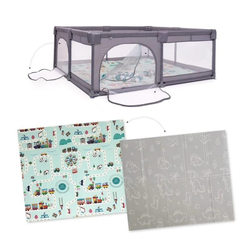 BABYGO ohrádka Playpark Grey s matrací
