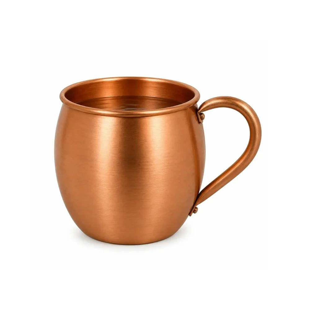 Okrúhly hrnček z čistej medi, matná povrchová úprava – 450 ml / 180 g