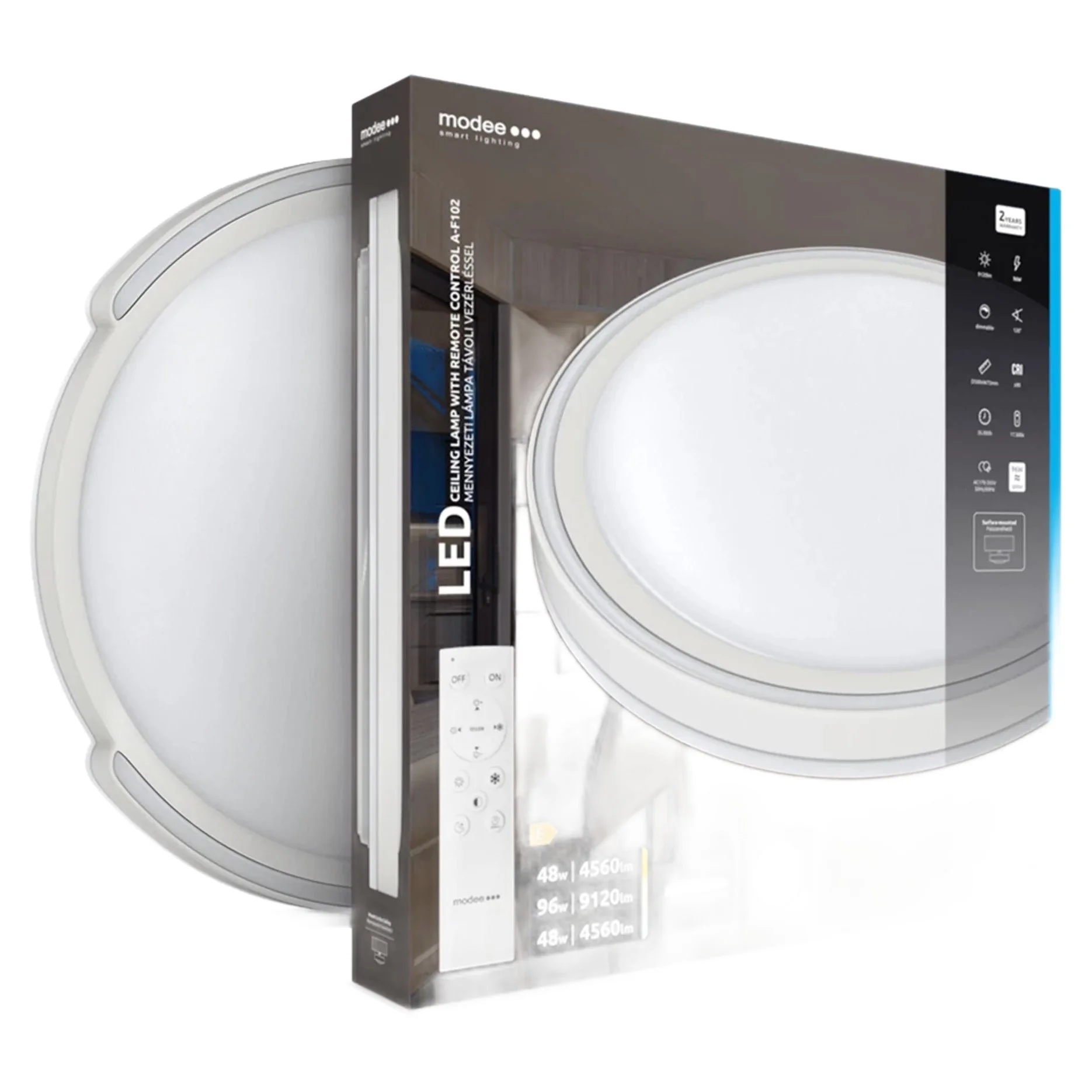 Modee LED stropné svietidlo 2x48W + diaľkové ovládanie 9120 lumenov
