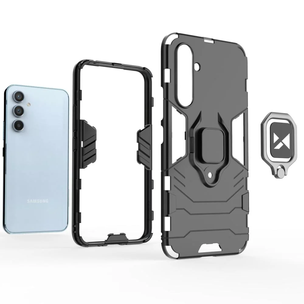 MG Ring Armor kryt na Samsung Galaxy A34 5G, čierny Odolný kryt s držiakom