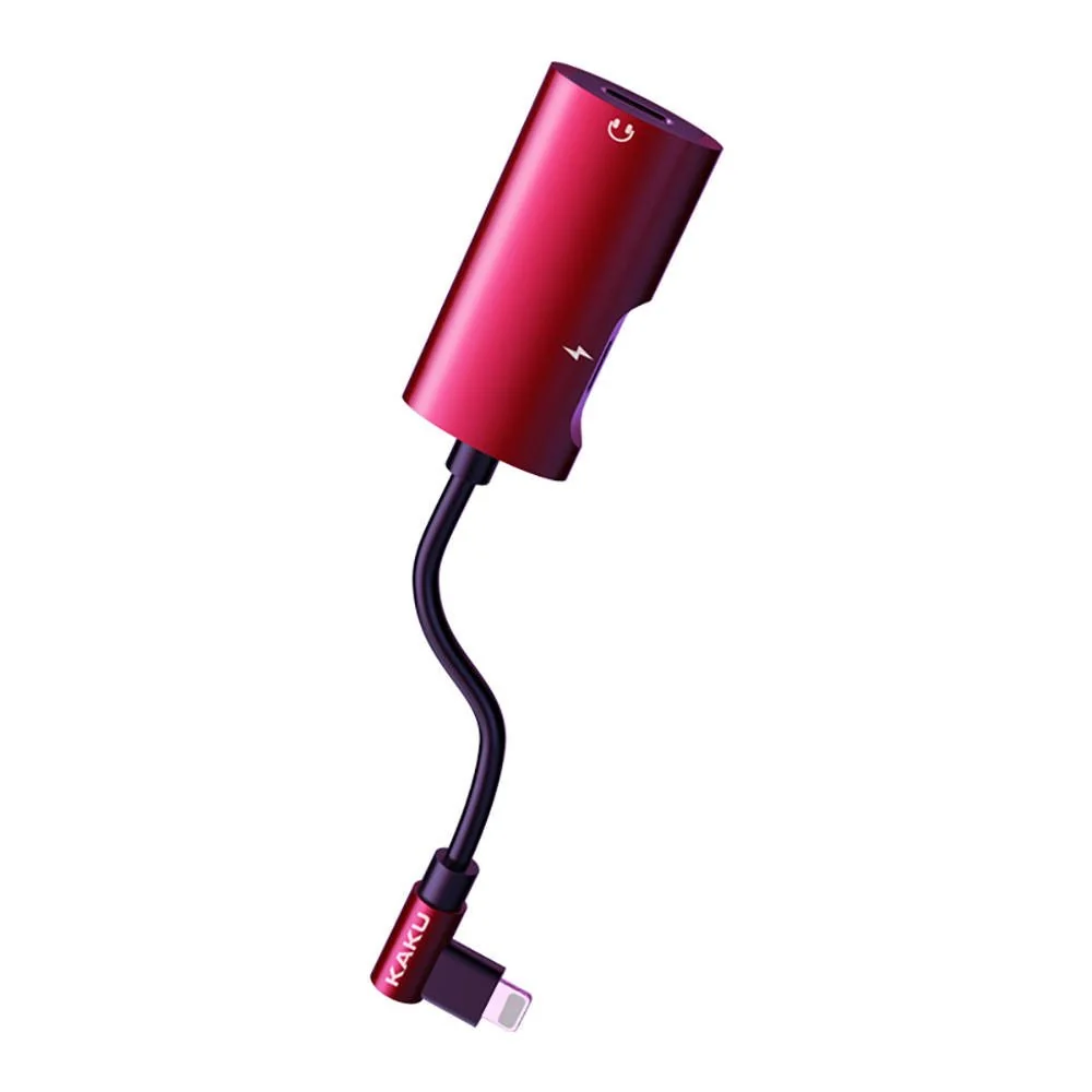 KAKU KSC-377 4in1 adaptér lightning / 3.5mm mini jack, červený