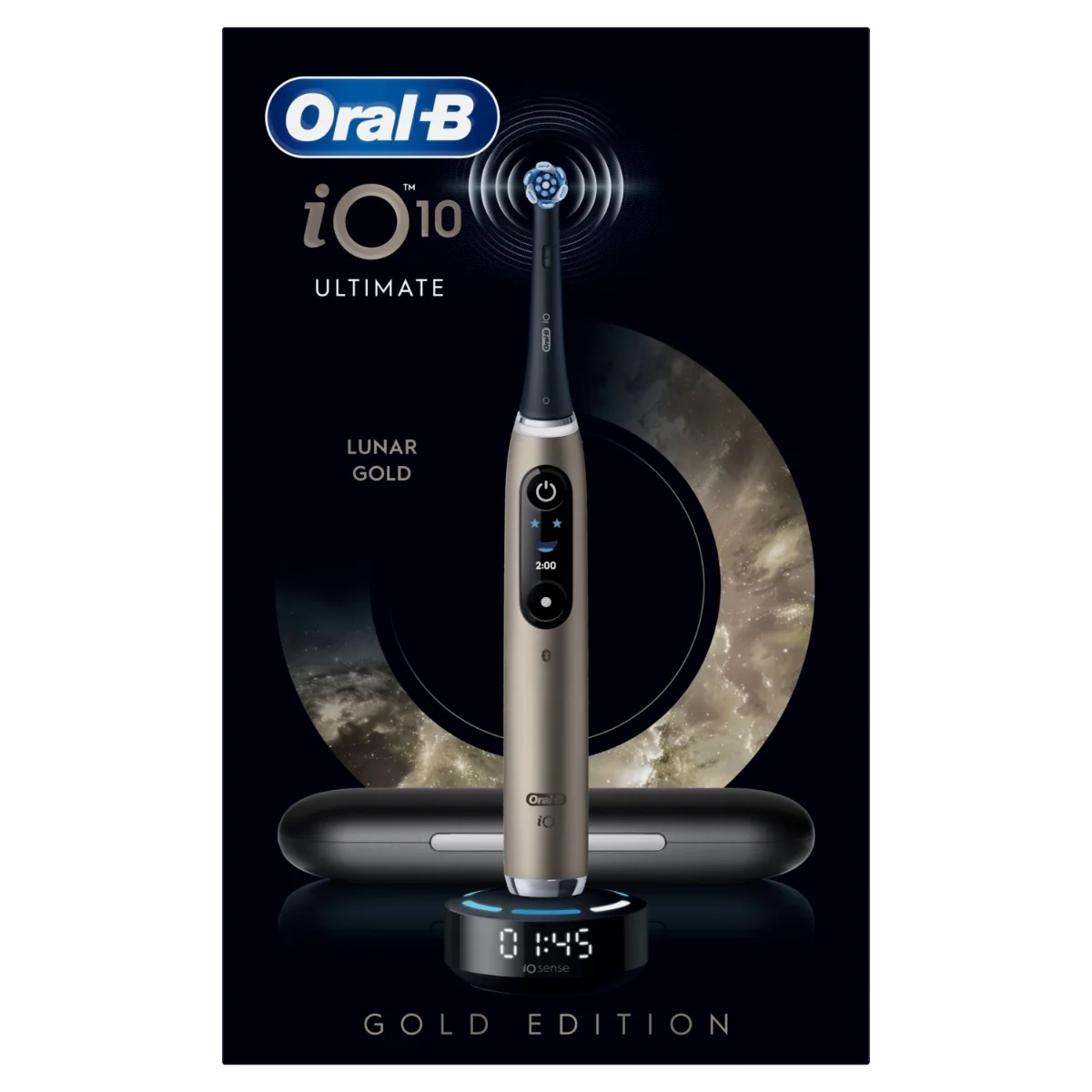Oral-B iO10 elektrická zubná kefka Lunar Gold, 1 kefková hlava + 1 nabíjacie cestovné puzdro 1 set