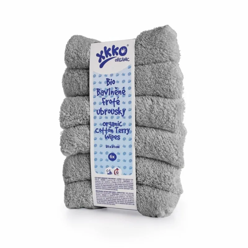 XKKO BIO bavlnené obrúsky Organic, 21x21 - Silver
