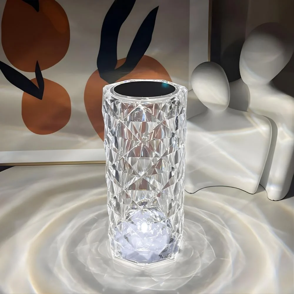 Kryštálová lampa s dotykovým ovládaním Transparentná