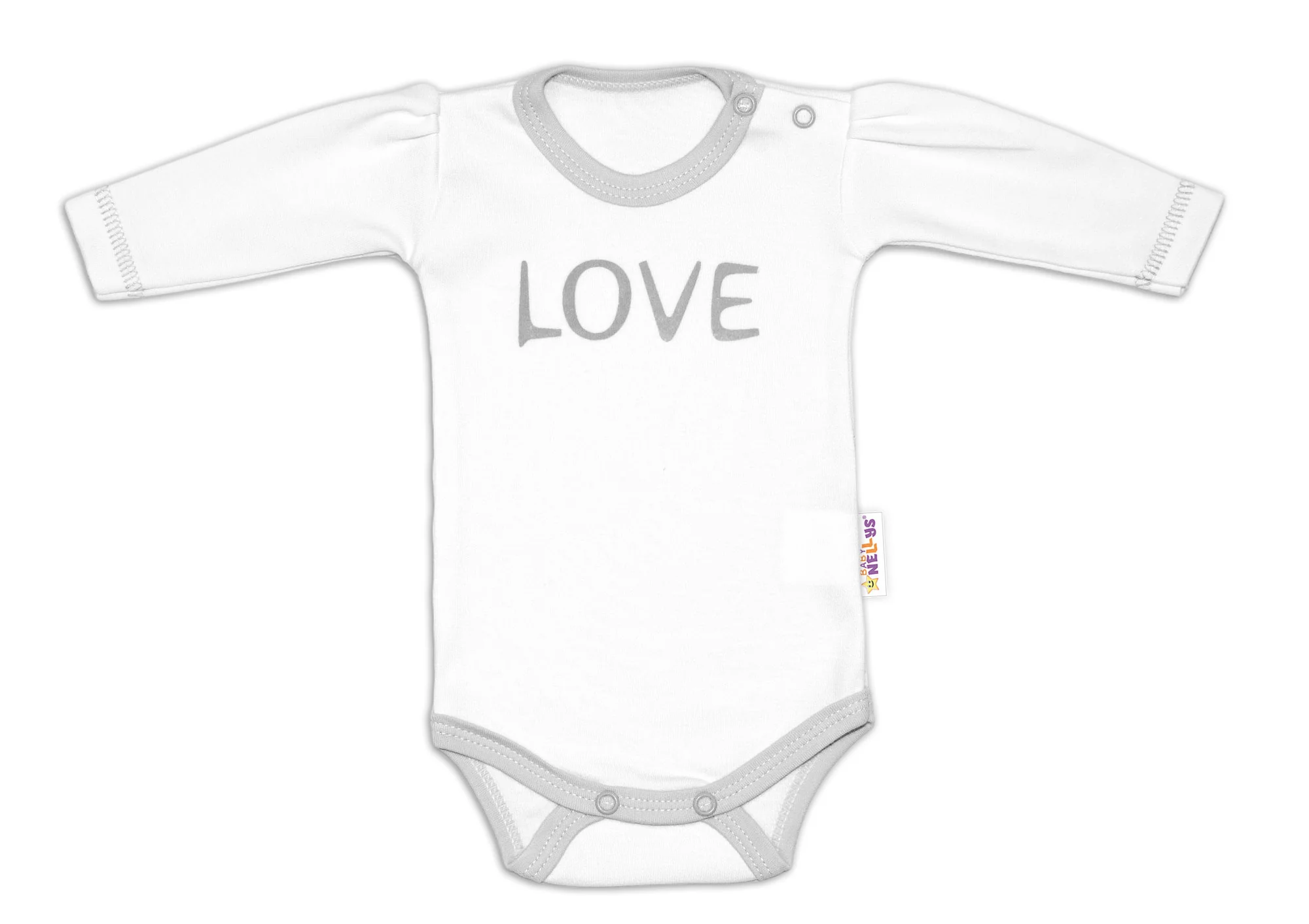 Baby Nellys Body dlhý rukáv Love - biely, veľ. 62