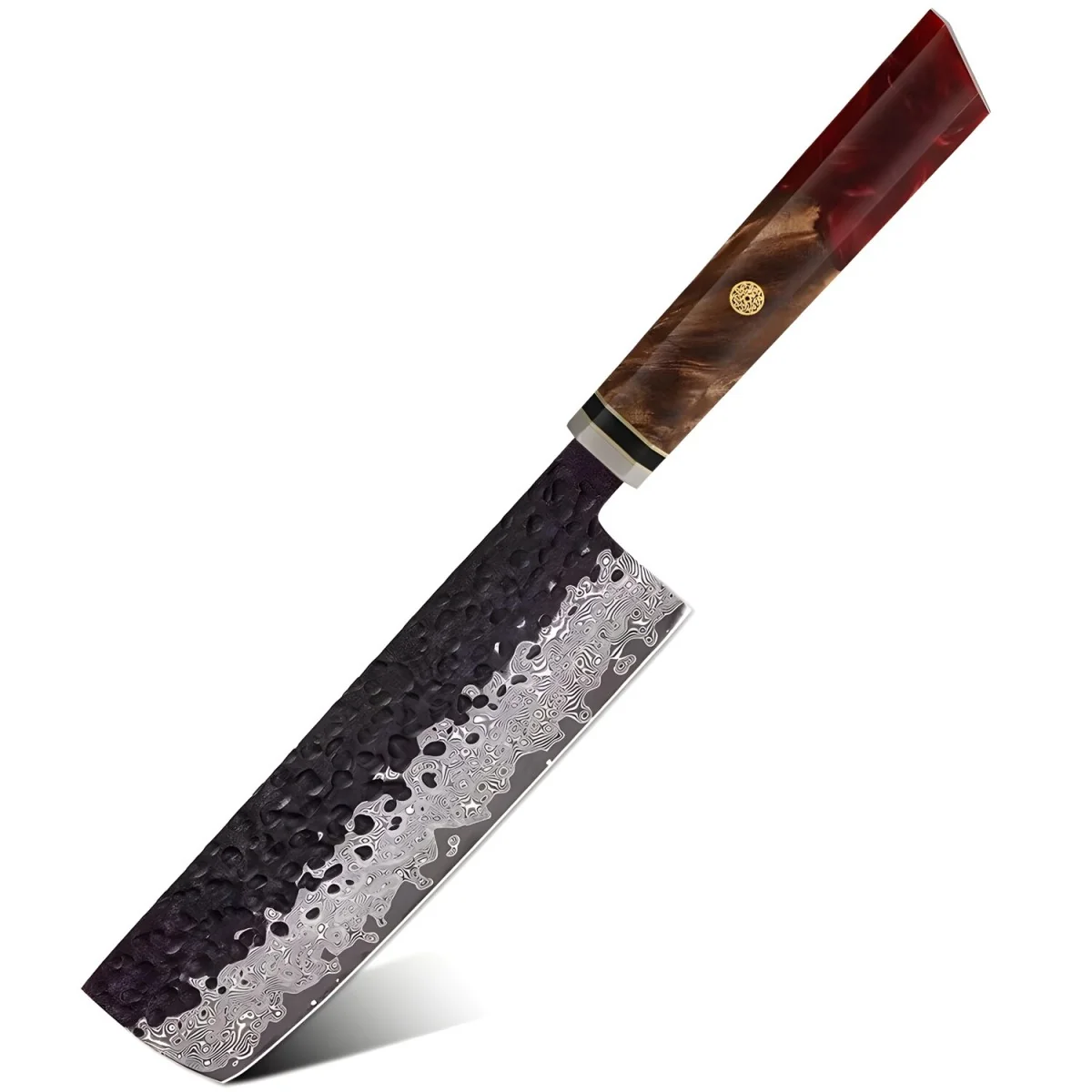 Damaškový kuchynský nôž Airi-Nakiri/Červená 1ks, čepeľ 17,5cm