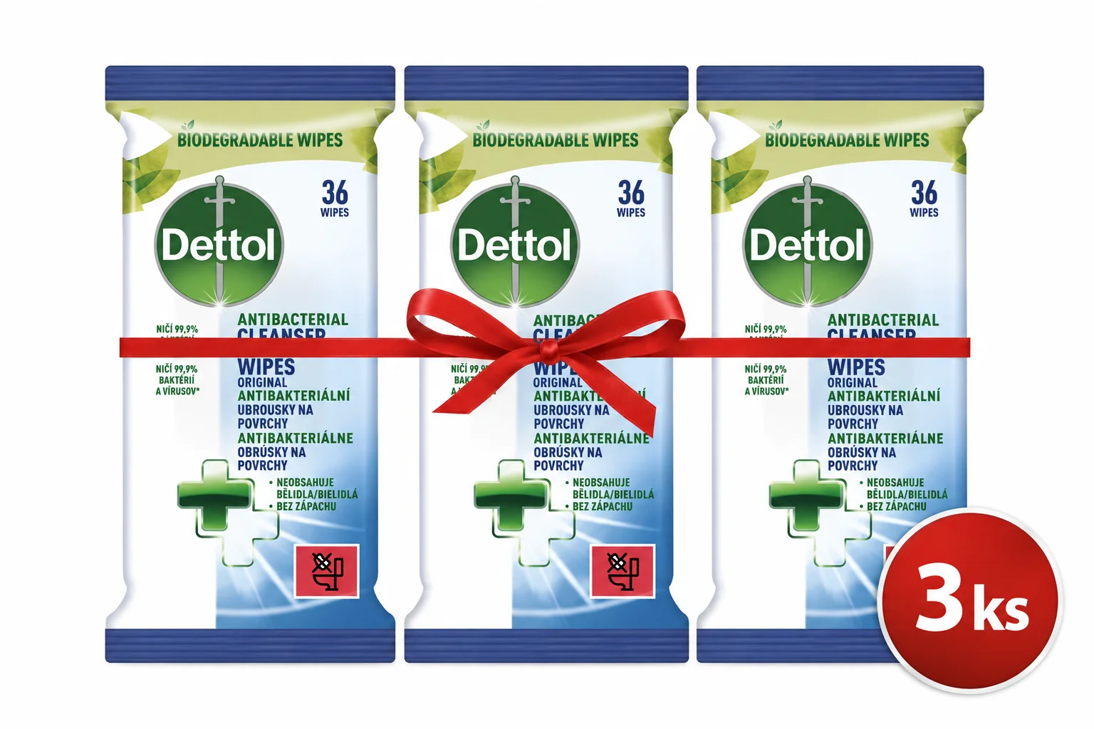 SET 2ks DETTOL antibakteriálne utierky na povrchy 36ks 2x36ks, antibakteriálne utierky