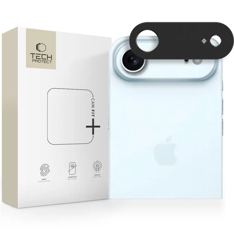Tech-Protect CamAlloy Fit ochranné sklo na kameru na iPhone 17 Air, čierne erne