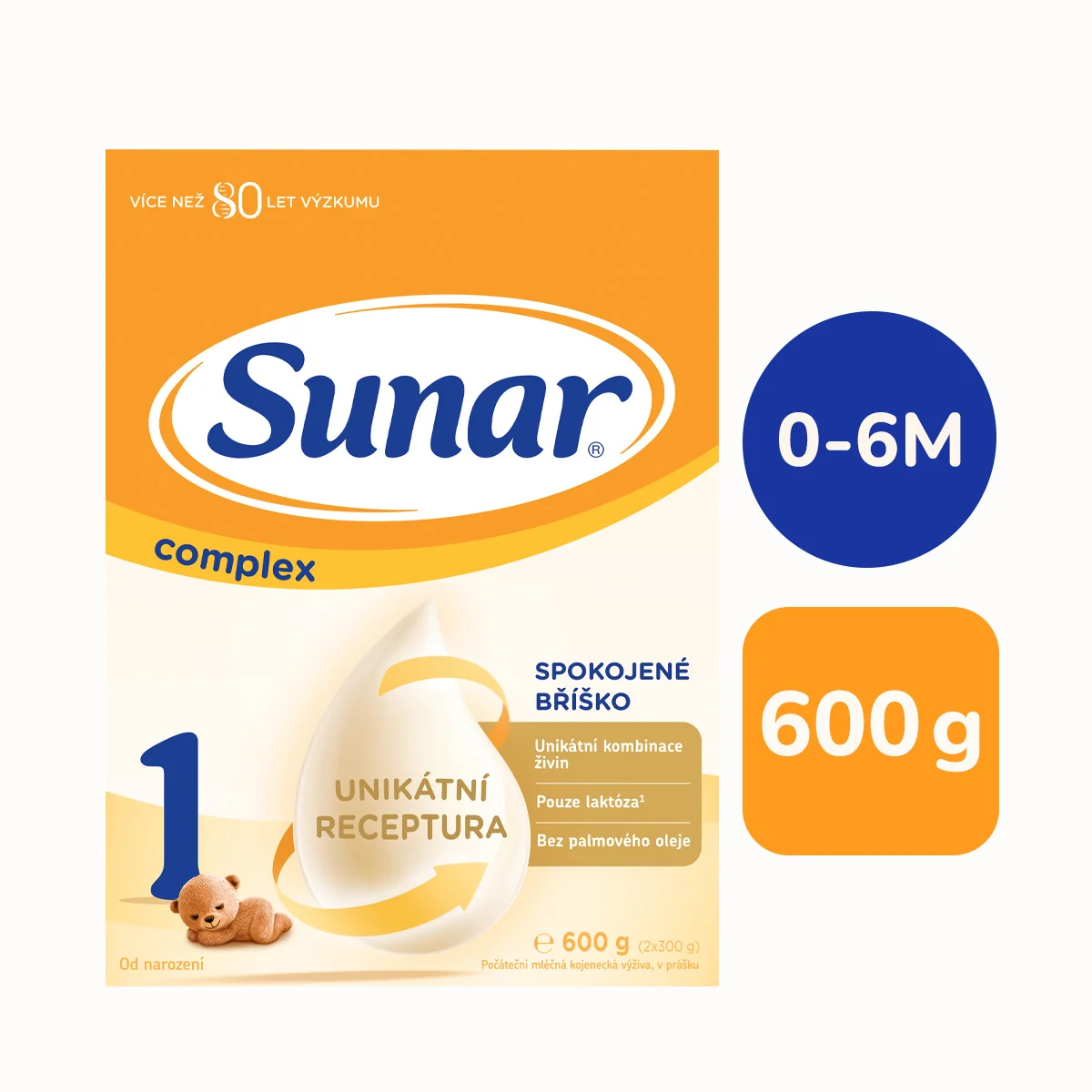 Sunar Complex 1 počiatočné dojčenské mlieko 600 g 1×600 g, mliečna výživa, od narodenia