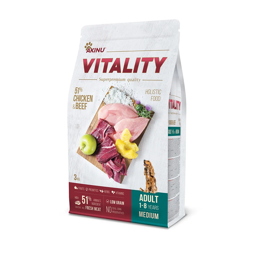 Akinu VITALITY kuracie a hovädzie granule pre stredne veľké psy 3 kg