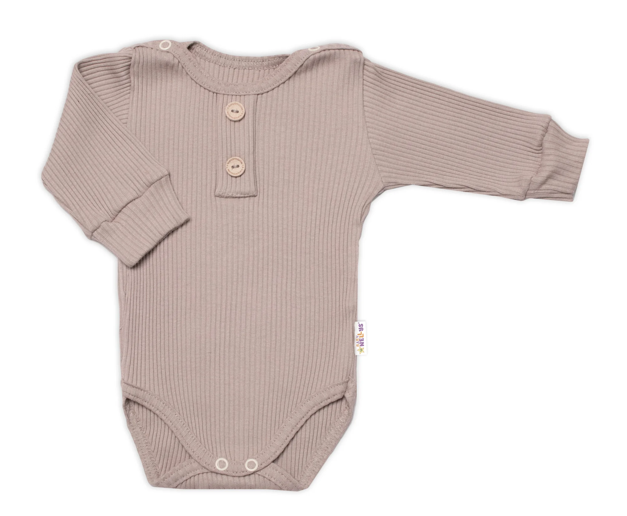 Baby Nellys 3-dielna rebrovaná súpr. Hand Made, body, tepláčiky a čiapočka, béžová