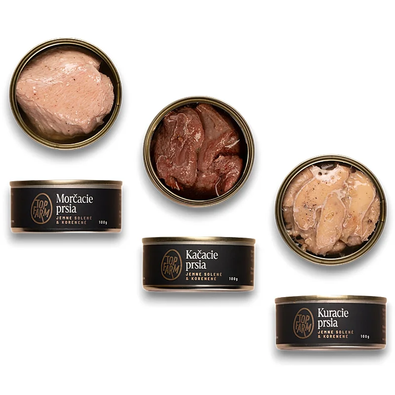 Prsia jemne solené a korenené - 6 x 100g 2x Kuracie, Morčacie, Kačacie