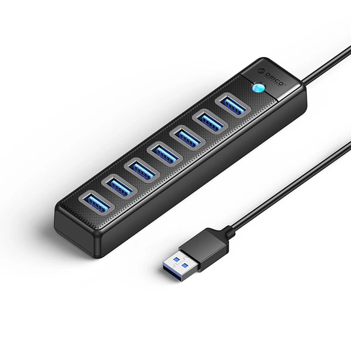 Orico PW7U-U3 HUB adaptér USB - 7x USB 3.0 / USB-C 3A, čierny