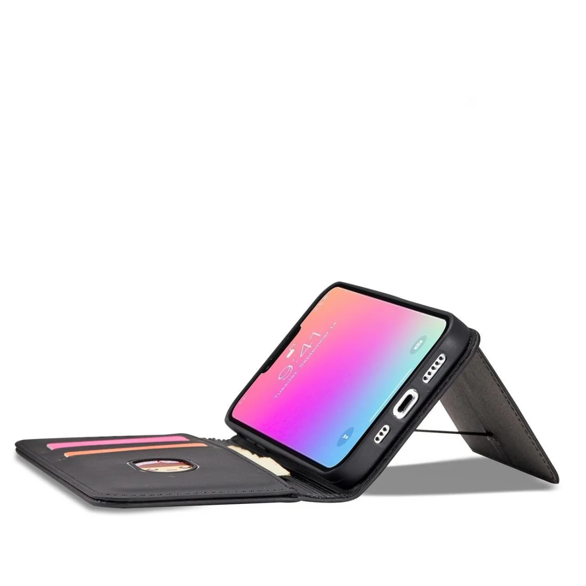 MG Magnet Card knižkové kožené puzdro na iPhone 13 Pro Max, čierne