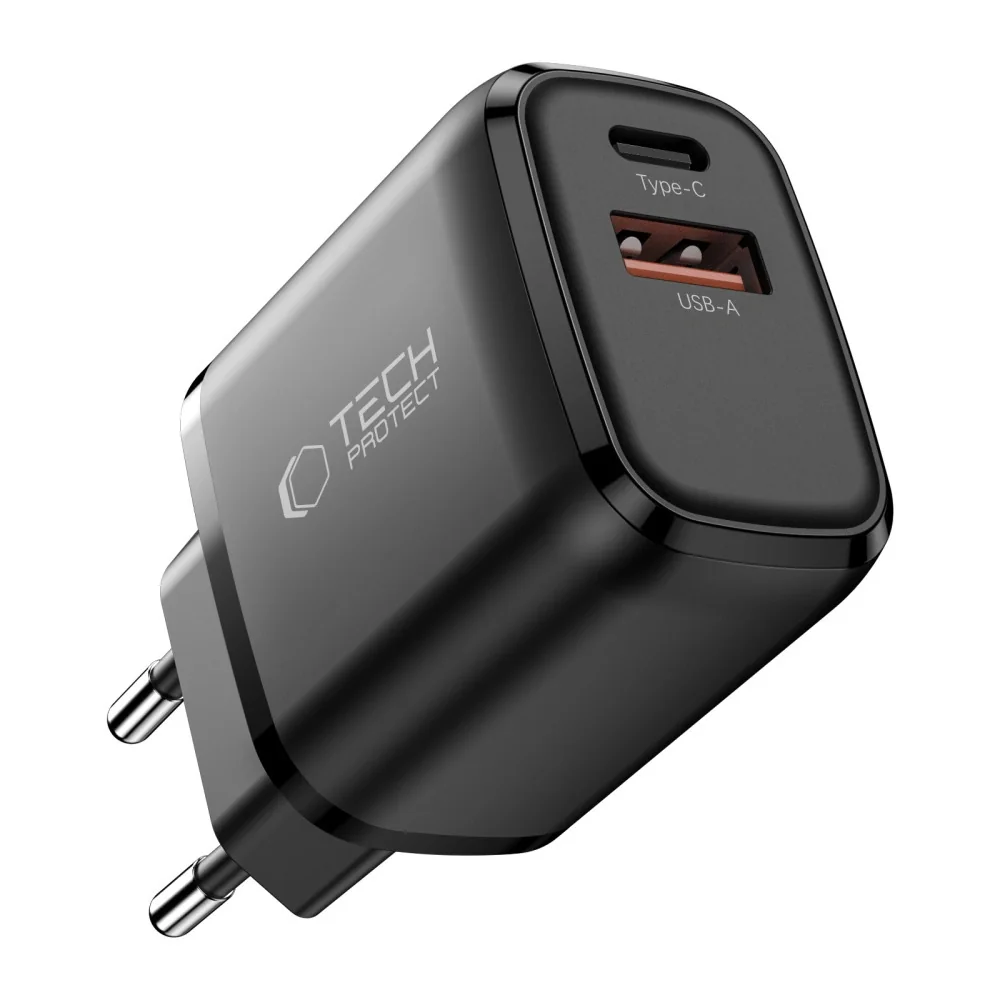 Tech-Protect NCA45W GaN sieťová nabíjačka USB / USB-C 45W PD QC, čierna a
