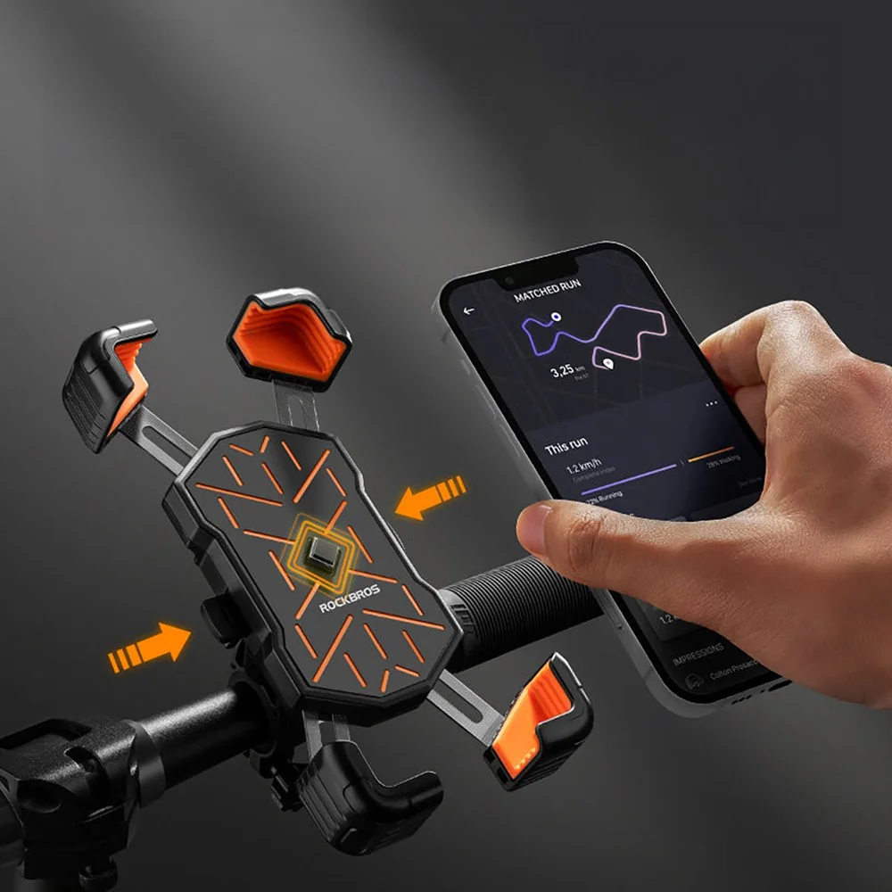 Rockbros HW-117 držiak na mobil na bicykel, čierny / oranžový