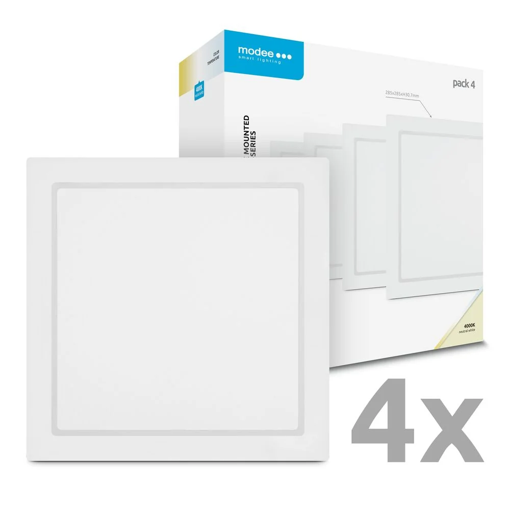 Modee LED stropný panel štvorec 24W 4000K biely 2640 lumenov 4ks